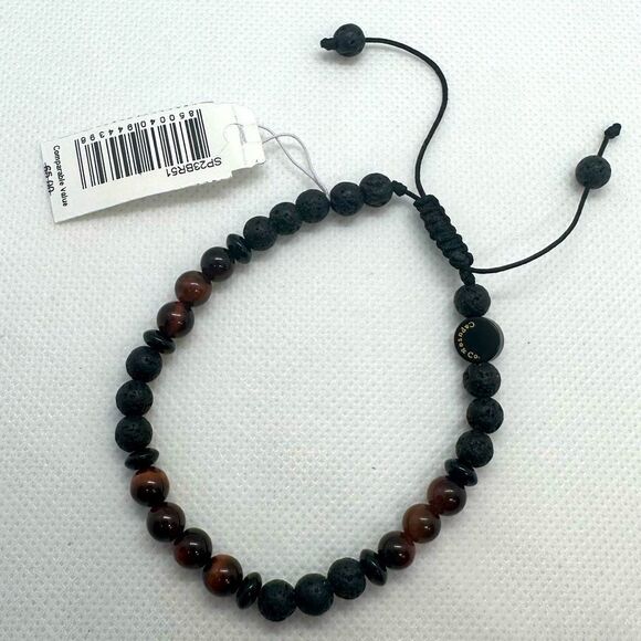 Caputo & Co. Lava Gemstone Red Tiger Eye Adjustable Bracelet NWT - Picture 3 of 8